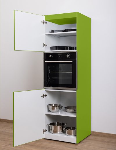 Larder cupbaord with oven, open Green apple