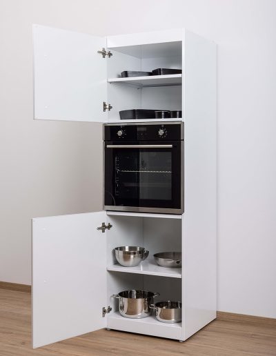 Larder cupbaord with oven, open White