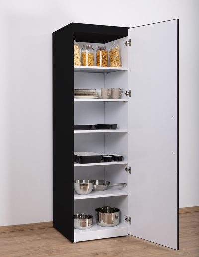 Larder cupboard open Black