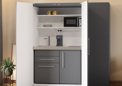 Cupboard Kitchen SKM 120 Grey offen with cupboard