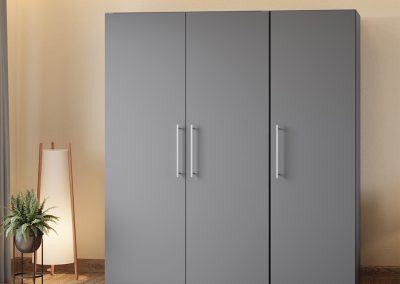 Cupboard Kitchen SKM 120 Grey closed with cupboard